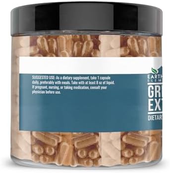 Earthborn Elements Green Tea Extract 200 Capsules, Pure & Undiluted, No Additives