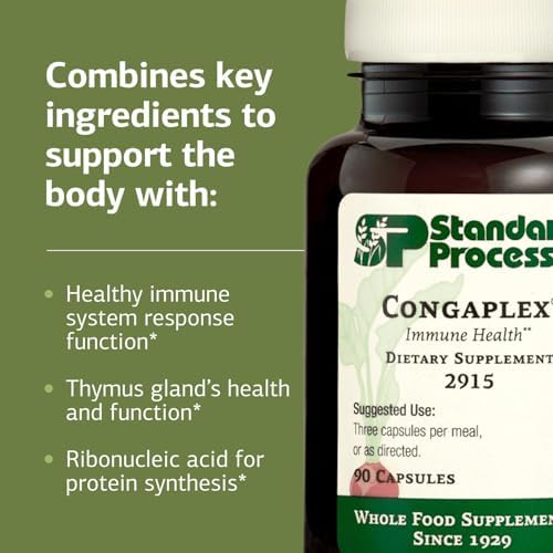 Standard Process Inc. Congaplex - Thymus Gland Support Supplement - Immune Health with Calcium Lactate, Magnesium, Vitamin C & Vitamin A - Immune System Aid with Mushroom Powder - 150 Capsules