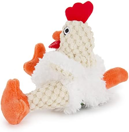 goDog Checkers Just For Me Fat Rooster Squeaky Plush Dog Toy, Chew Guard Technology - White, Mini