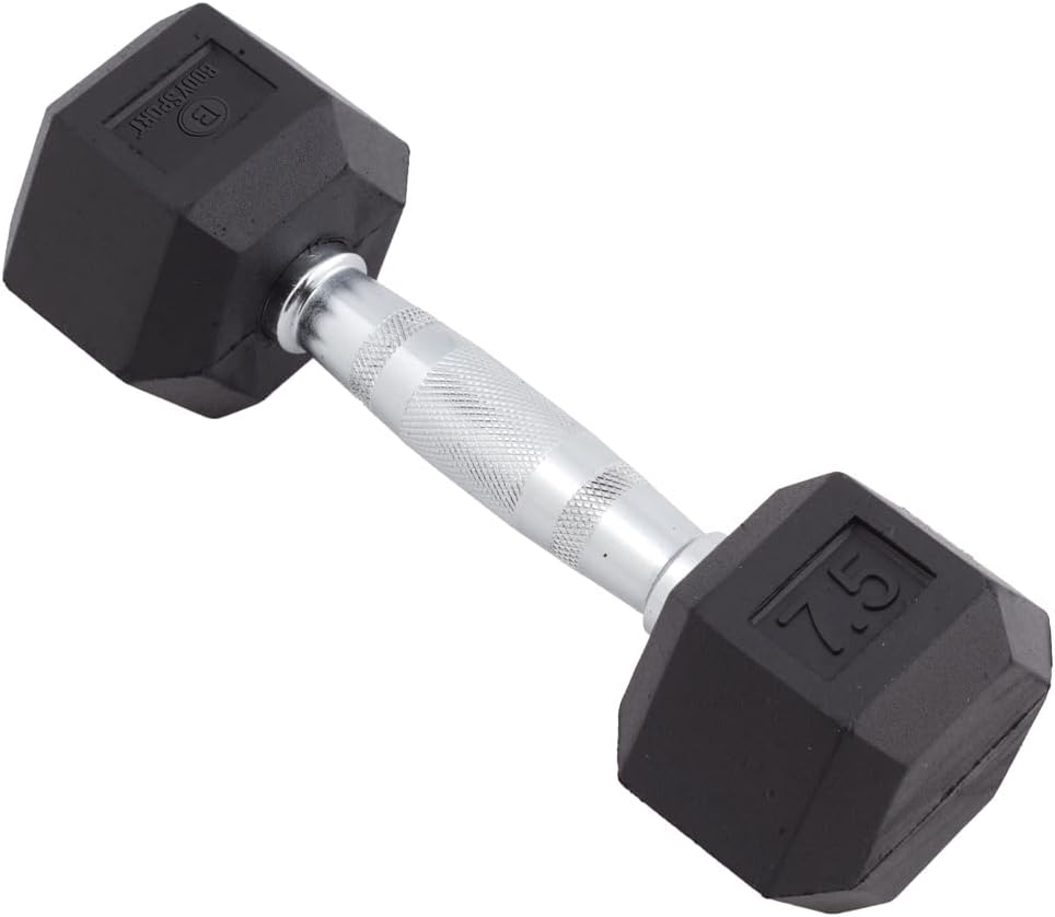 Body Sport Rubber Encased Hex Dumbbell Weight, Single – Dumbbells for Exercises – Strength Training Equipment – Home Gym Accessories – Weight Training