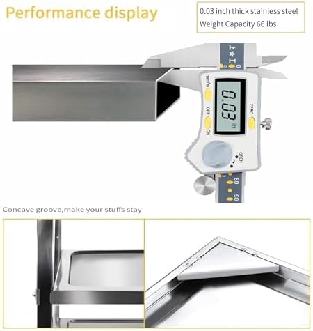 Nisorpa 3 Tier Kitchen Rolling Cart, Stainless Steel, L30 x W16 x H33 Inch