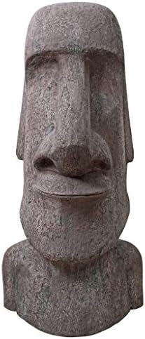 Design Toscano Easter Island Ahu Akivi Moai Monolith Garden Statue, Extra Large, 32 Inch, Cast Stone Resin, Grey Stone