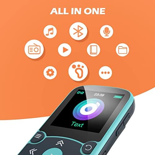 AGPTEK 64GB MP3 Player with Clip, A65 Bluetooth 5.3 Music Player for Sports | with FM Radio, Voice Recorder for Running, Supports up to 128GB TF Card, Orange