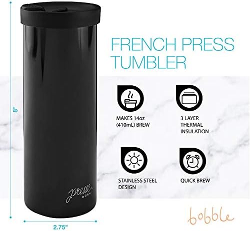 PRESSE by Bobble French Coffee Press Insulated Travel Tumbler 13 oz Black | Yes