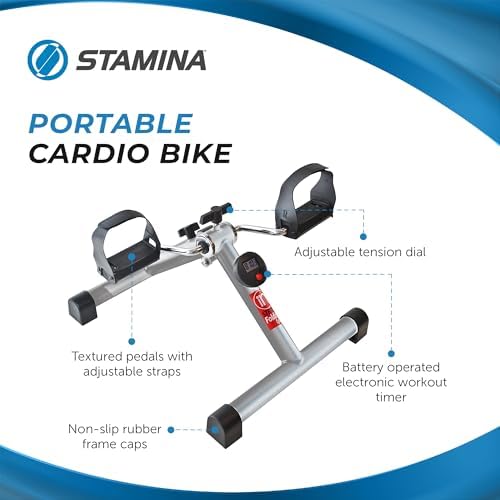 Stamina InStride Cycle XL - Folding Cycle Pedal Exerciser - Fitness Bike with Smart Workout App for Seated Exercise - Foldable Exercise Bike for