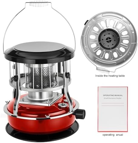 Kerosene Heater, Kerosene Stove 9000 BTU No Electricity Needed Portable Indoor Outdoor Heater for Camping, Tent, Ice Fishing, Emergency Heating – Galvanized Steel & Stainless Steel Construction Red