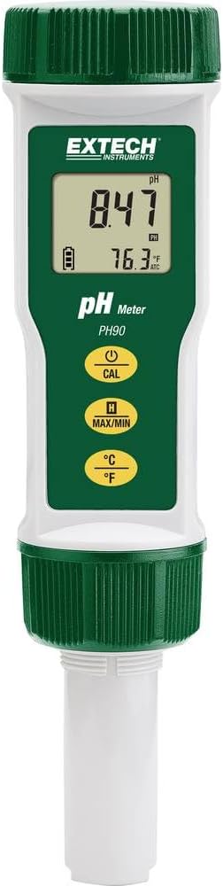 Extech PH90 Waterproof Pocket pH Meter, 0-14 pH, Auto Calibration | 0-14 pH, +/-0.01 accuracy, temperature, IP57 waterproof, auto calibration, replaceable electrode, LCD