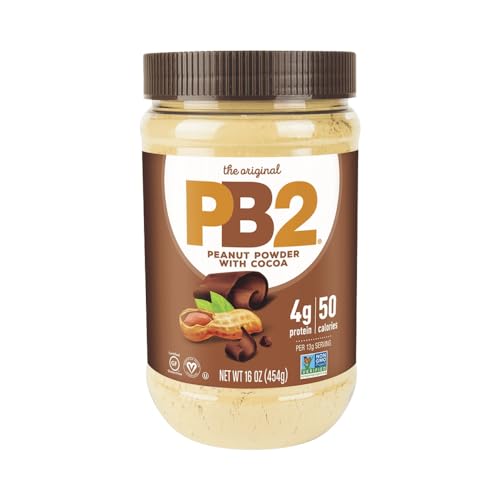 PB2 Powdered Chocolate Peanut Butter with Cocoa - 4g of Protein, 90% Less Fat, Certified Gluten Free, Only 50 Calories per Serving for Shakes, Smoothies, Low-Carb, Keto Diets
