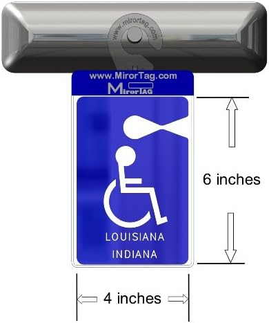 Mirortag Silver - a Novel Holder for Louisiana & Indiana Handicap Parking Placard & Other Hang Tag Permits. Magnetically Display & Remove Your Tag.