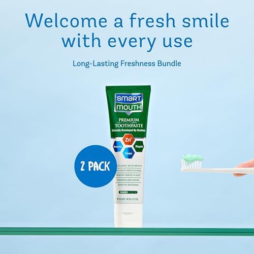 SmartMouth Anti-Cavity + Zinc Toothpaste - Fluoride Toothpaste for Cavity Prevention - Remineralizes Enamel - Sensitive Whitening - Alcohol-Free