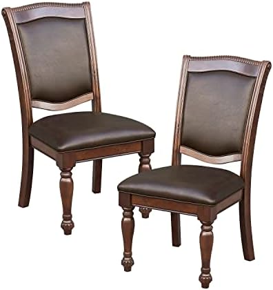 Lordsburg Dining Room Chairs Set of 2, Classic Traditional Dining Chairs For Kitchen, Solid Wood Frame, Solid Back, Armless Side, Cherry Finish