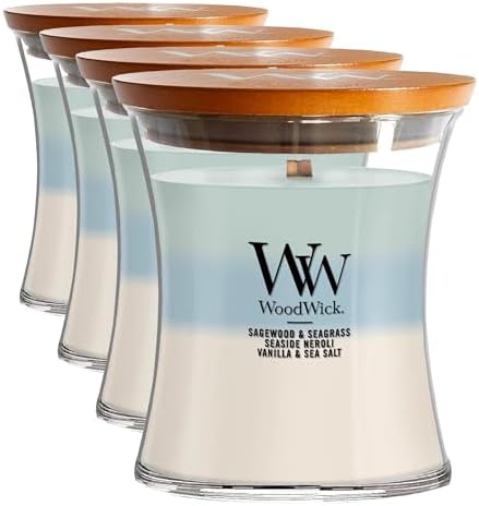WoodWick Café Sweets Trilogy Holiday Candle Gifts for Women and Men, 9.7 oz Medium Hourglass Trilogy Candle with Crackling Wick