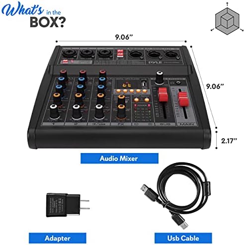 Pyle Professional DJ Audio Mixer - 3-Channel Controller with 16 Preset DSP Effects - USB Interface - 3 Mic/Line Inputs - +48V Phantom Power