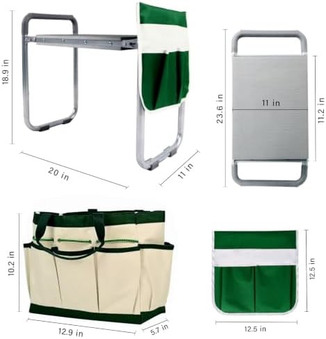 BESTHLS Garden Kneeler and Seat - Heavy Duty Folding Stool with Thick Pad, Tool Pouch, 330 lbs Capacity - Knee & Back Support, Perfect for Seniors, Women, Men
