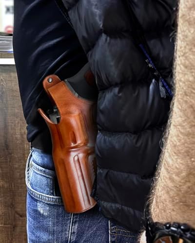 Masc Premium Leather OWB Paddle Holster for with Thumb Break Fits, GP-100 4.2-inch, Brown #1033#