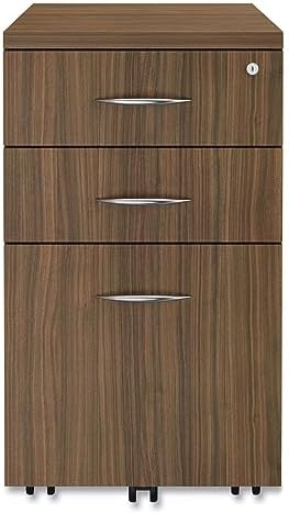 Alera Alera Valencia Series Mobile Pedestal File, Left/Right, 3-Drawer: Box/Box/File, Legal/Letter, Walnut, 15.88 X 20.5 X 28.38