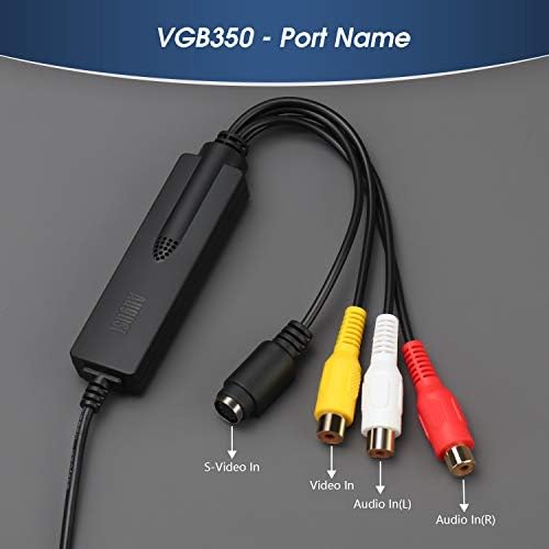 VHS to Digital Video Capture - August VGB350 - External USB Video Capture Card Video VCR to DVD Converter Transfer VHS Home Videos to PC Audio