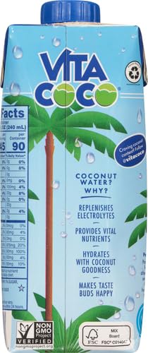 Vita Coco Coconut Water, Pure Original, Refreshing Coconut Taste, Natural Electrolytes, Vital Nutrients, 33.8 Oz (Pack of 6)