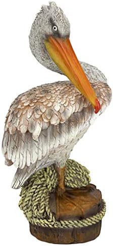 Design Toscano Coastal Decor Ocean's Perch Pelicans Garden Bird Statue, 9 Inch Wide, 24 Inch Tall, Cast Stone Resin, Full Color Finish