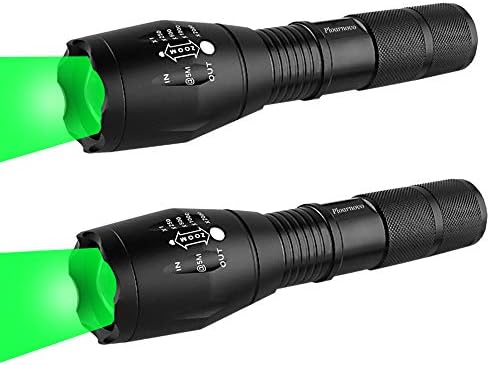 Hunting Flashlight - Green LED Handheld Light - Zoomable, Water & Shock Resistant Night Hunting Lights for Fishing, Hog, Pig, Coyote, Varmint