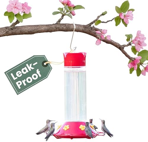 Perky-Pet 209B-1SR Glass Hummingbird Feeders for Outdoors Hanging - 30 fl oz Nectar Capacity - Ant & Bee Guarded Red Bird Feeder