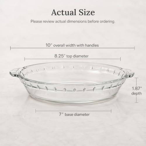Kingrol 3 Pack Glass Pie Plates with Handles, 9 Inch Pie Baking Dishes