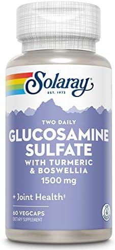 SOLARAY Glucosamine Sulfate 1500 mg, 120 VegCaps | Joint Mobility & Connective Tissue Support - Glucosamine, Turmeric & Boswellia - 60 Servings - Lab Verified