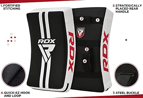 RDX Kick Shield Muay Thai Kickboxing, Heavy Curved Kicking Striking Body Pad, Punching Foot Target MMA Boxing Training, 3 Padded Handles