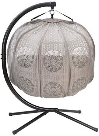 FlowerHouse Hanging Pumpkin Patio Chair - Dreamcatcher Black Cushion