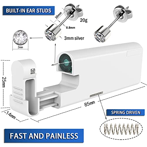 2Pcs Ear Piercing Kit Automatic and Painless Ear Nail Gun Disposable Aseptic Household Ear Piercing Gun Portable Ear Piercing Gun Group Ear Piercing Tools With Built-in 4mm Hypoallergenic Ear Studs