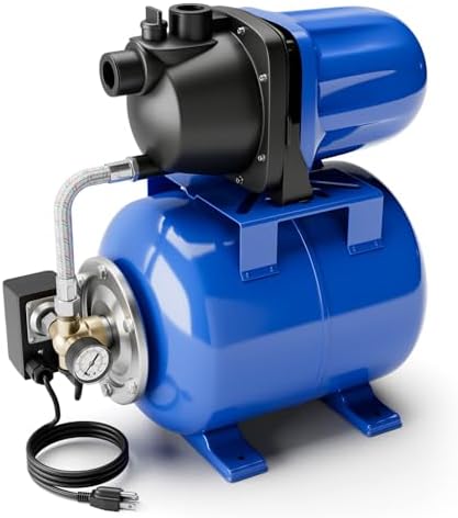 Happygrill 1.6 HP Shallow Well Pump with Pressure Tank (Black) | 1000 GPH 164 FT Garden Jet Pump Irrigation Sprinkler System Water Transfer Pump