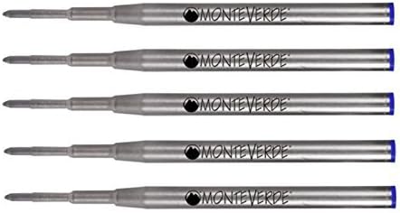 Monteverde Soft Roll Ballpoint Pen Refills Compatible with Montblanc Retractable Pens, 5 Pack, Bulk Packed, M13 (Medium, Blue)
