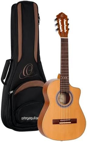 RQ39E Ortega Guitars Requinto Series Pro Solid Top Acoustic-Electric Nylon String Guitar w/Bag