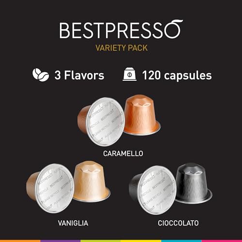 Bestpresso Coffee For Nespresso Original Machine 120 Aluminum Pods Certified Genuine Espresso Variety Pack Pods Compatible with Nespresso Original (Intense Variety Pack)
