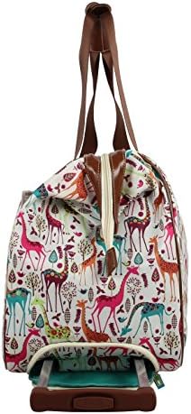 Lily Bloom Pattern 22 Inch Duffel Bag with 2-Rolling Wheels, Weekender Overnight Travel Lightweight Carry-On Suitcase For Women