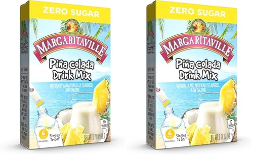 Margaritaville singles to go water drink mix - pina colada flavored, non-alcoholic powder sticks (6 boxes with 6 packets each - 36 total servings), 0.70 ounce (pack of 6)