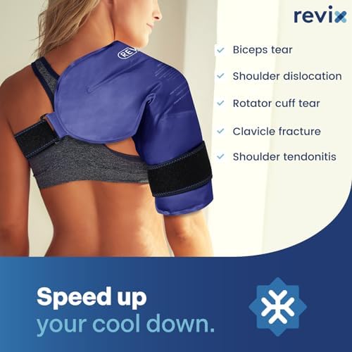 REVIX Shoulder Ice Pack Wrap for Rotator Cuff, Reusable Gel Cold Pack