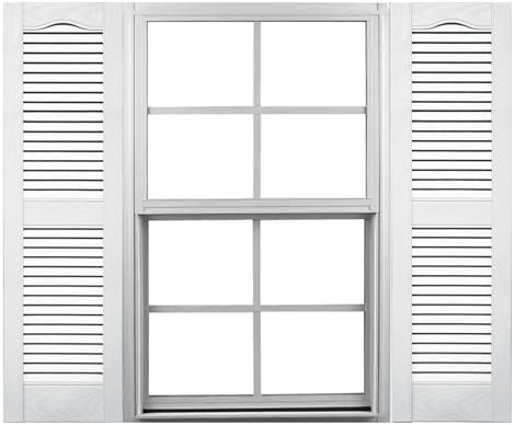 Mid America 00011455002 Standard Size Cathedral Top Center Mullion, Open Louver Vinyl Shutter, w/Installation Shutter-Lok's & Matching Screws (Per Pair), 002, 14 1/2"W x 55"H, Black