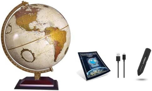 Replogle Aragon Globe, 12" Desktop World Globe, Raised Relief, Up-to-date Cartography, Smart Intelli-enabled World Map, Made in the USA, Blue