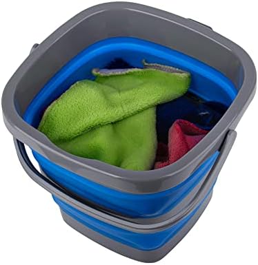 2 Pack Collapsible Plastic Bucket with 2.6 Gallon (10L) Each, Foldable Rectangular Tub for House Cleaning