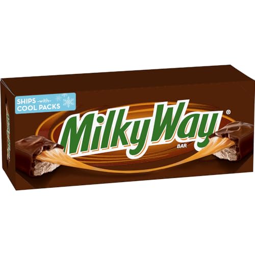 MILKY WAY Milk Chocolate Caramel Candy Bars, Full Size, Bulk Box, 36 ct | Caramel and nougat in milk chocolate bars, individually wrapped for sharing, party favors, movie nights, gift bag, baking
