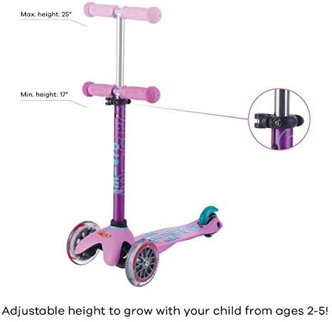 Micro Kickboard | Mini Kids Scooter for Ages 2-5 | Children up to 110 lbs | 3 Wheel Lean-to-Steer Design | Adjustable T Bar | Smooth Ride PU Wheels