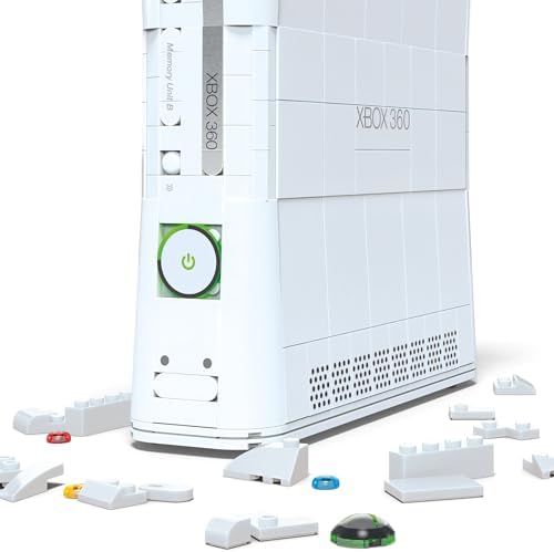 MEGA Microsoft Collectible Building Set, Xbox 360 Replica Model with 1342 Pieces, Controller and LED Lights, Build & Display Toy for Adult Collectors