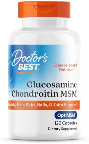 Doctor's BEST Glucosamine Chondroitin MSM - Joint Health Support Supplement for Women & Men, Nutritional Support for Joint Strength, Hair, Skin, & Nails, Gluten Free, Non GMO - 240 Capsules