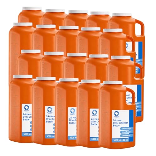 Vakly 24 Hour Urine Collection Bottle, 3000 mL, Graduated Container, Handle