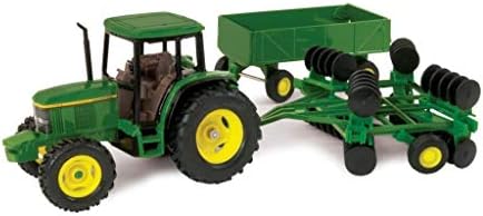 ERTL John Deere 6410 Tractor Toy Set - 1:32 Scale - Includes Wing Disk and Barge Wagon Toy - Articulated Parts and Free-Rolling Wheels - Collectible