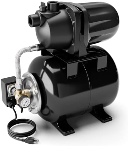 Happygrill 1.6 HP Shallow Well Pump with Pressure Tank (Black) | 1000 GPH 164 FT Garden Jet Pump Irrigation Sprinkler System Water Transfer Pump