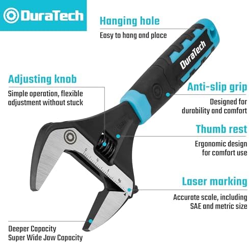 DURATECH 10-Inch Wide Jaw Adjustable Wrench