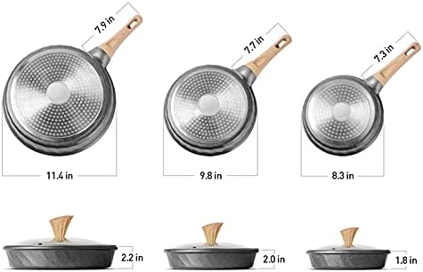 YIIFEEO Frying Pans Nonstick, Induction Frying Pan Set Granite Skillet Pans for Cooking Omelette Pan Cookware Set with Heat-Resistant Handle