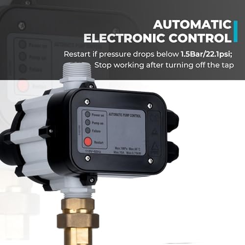 LEO 1.5 HP Water Pressure Booster Pump for Home with Smart Controller Automatic, 1200 GPH Self-Priming Shallow Well Jet Pump 110V